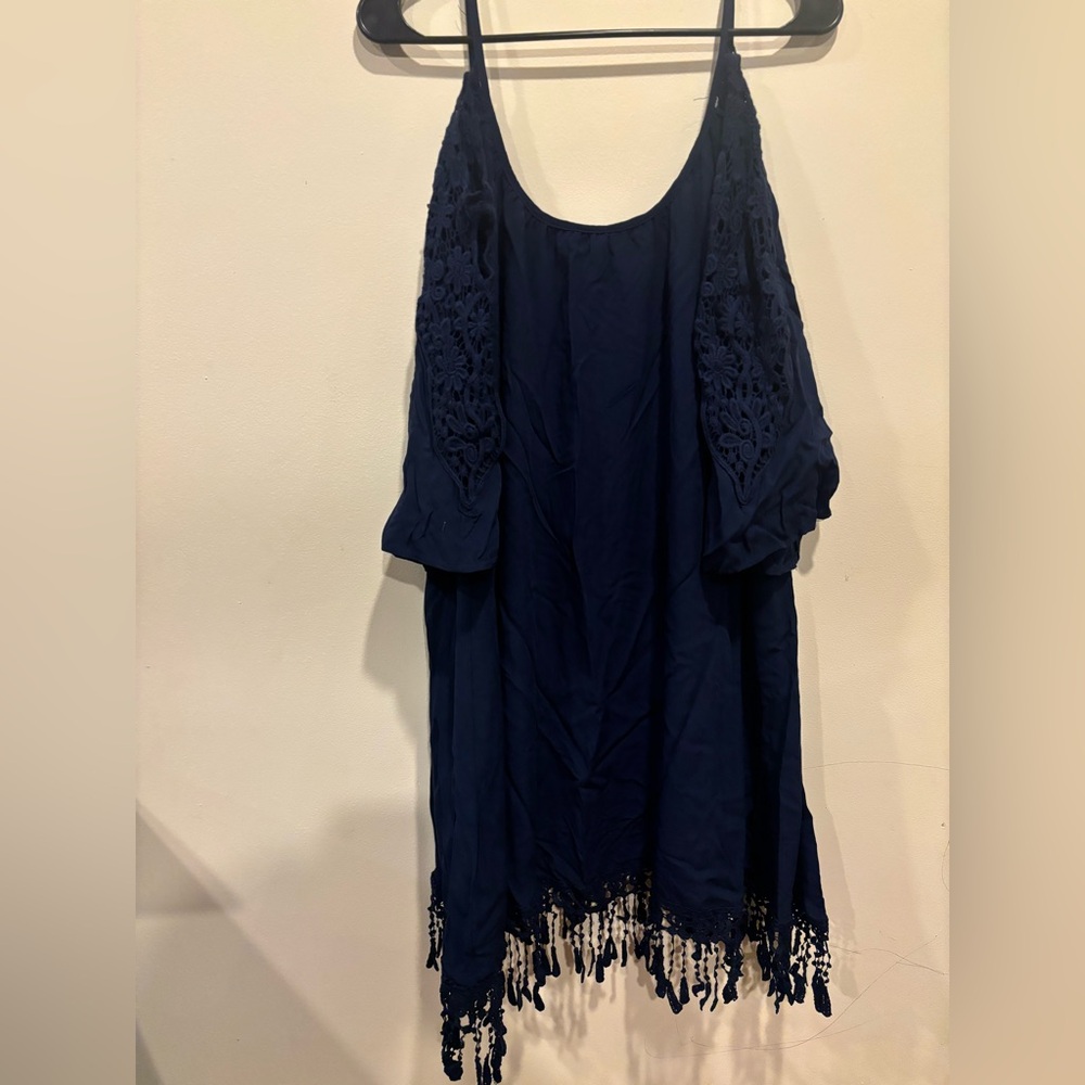 Elegant Navy Blue Lace Dress